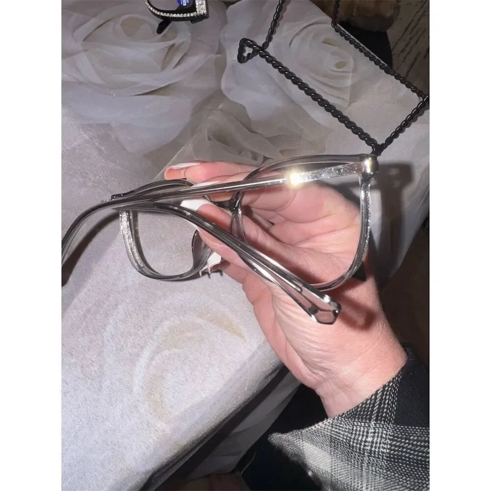 Women's Oversized black & clear side Rhinestone Frame Anti-Blue Light reading
